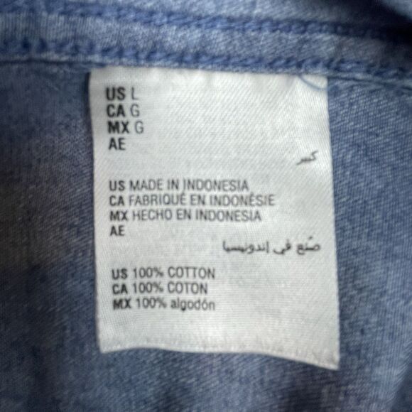 Sun & Stone Men’s Printed Denim Shortsleeve Paisley Blue-L - Picture 8 of 12